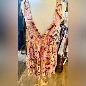 Pink Polkadot V-Neck Tunic with Fun Retro Patterns